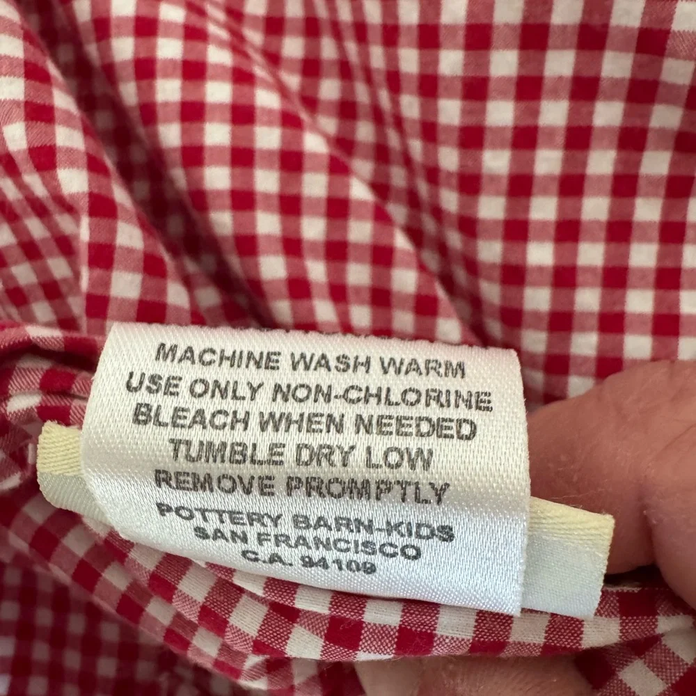 Pottery Barn Kids Red Gingham Duvet Cover EUC Classic Farmhouse